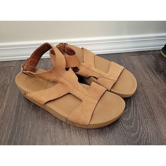 AMAZING! Fitflop Arena Gladiator Leather Ankle Wrap Sandals Sz 8 Tan - Picture 2 of 8
